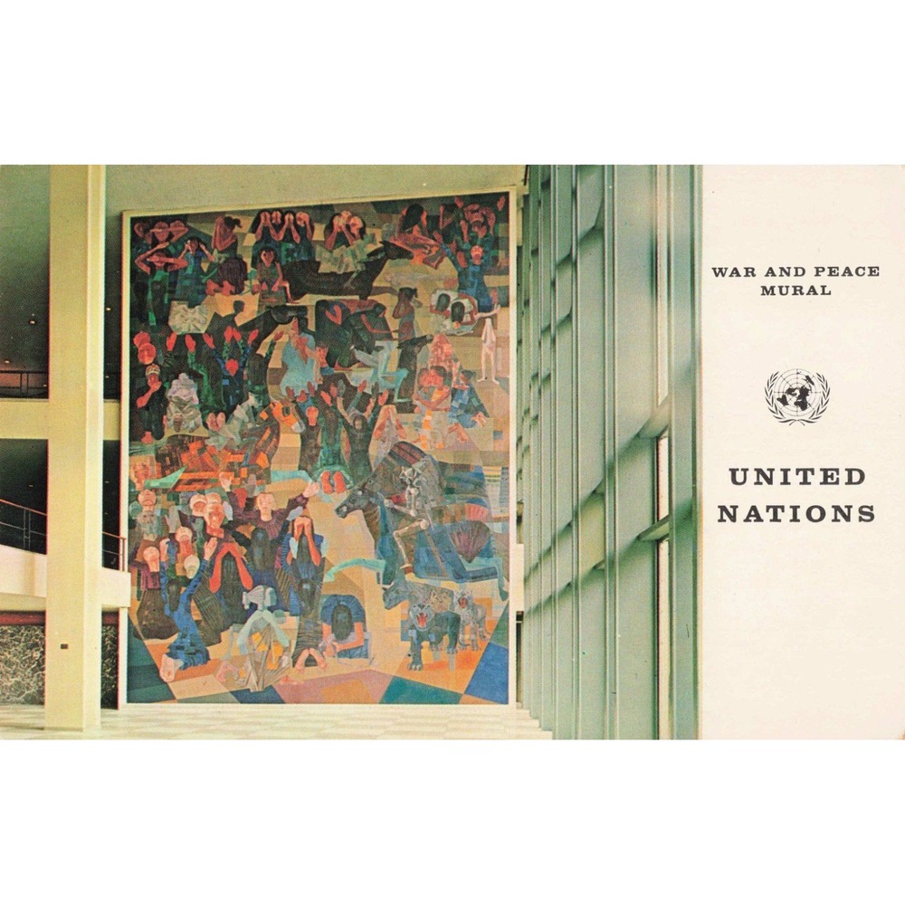 Vintage 1965 United Nations War and Peace Mural Postcard Candido Portinari NYC - Picture 1 of 2